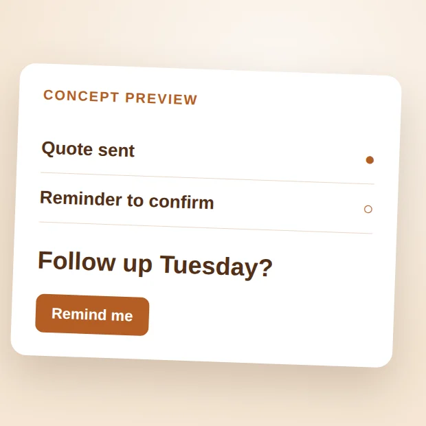 Concept preview of a follow-up reminder, not yet available