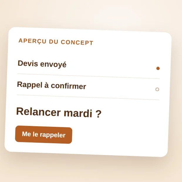 Aperçu du concept de rappel de relance, non encore disponible